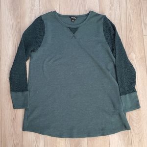 Lucky Brand Lace Sleeve Waffle Knit Shirt